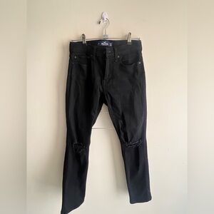 Hollister Men's Distressed Black Skinny Jeans